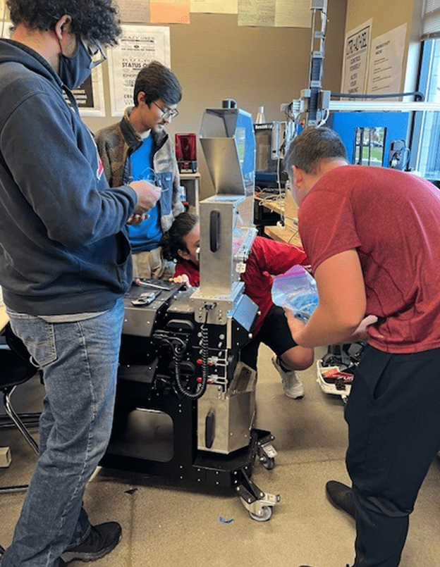 Students working with the GP20 Plastic Shredder and Granulator